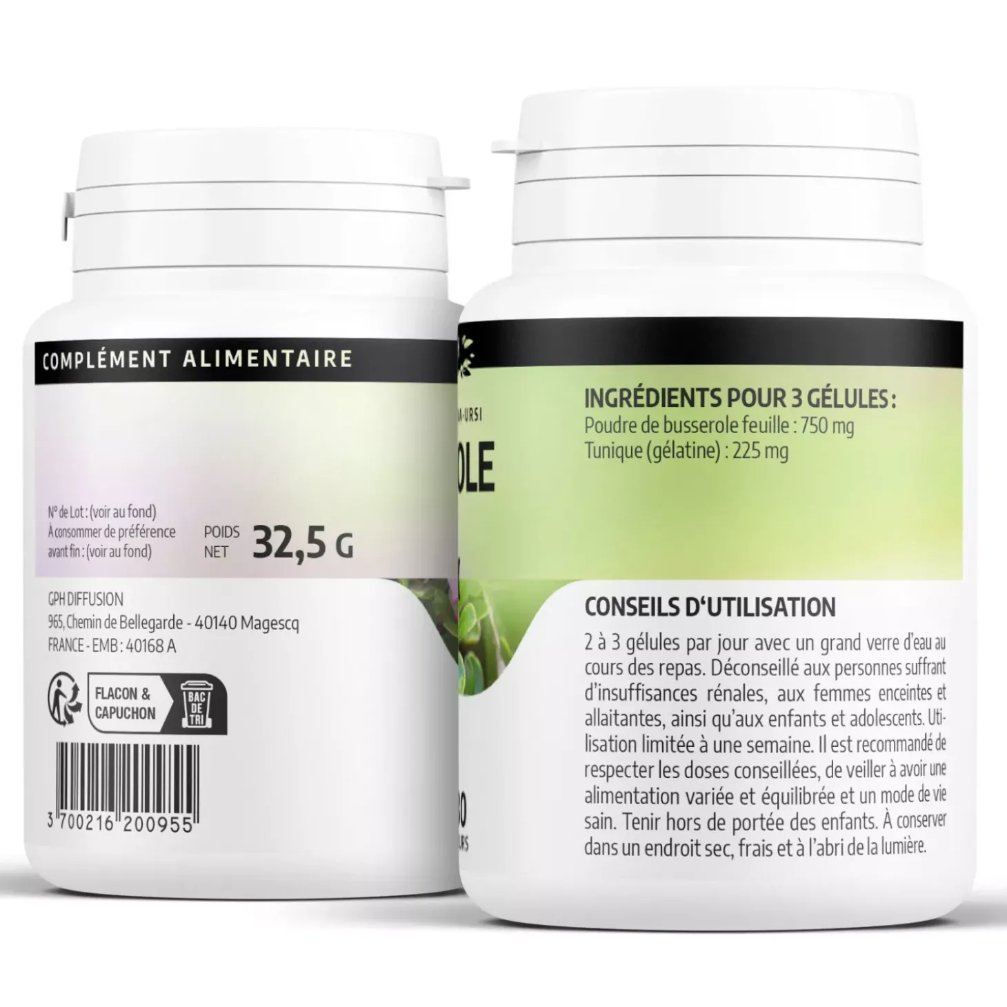 Busserole (Raisin d'Ours) – Arctostaphylos uva-ursi – 100 gélules de 250 mg