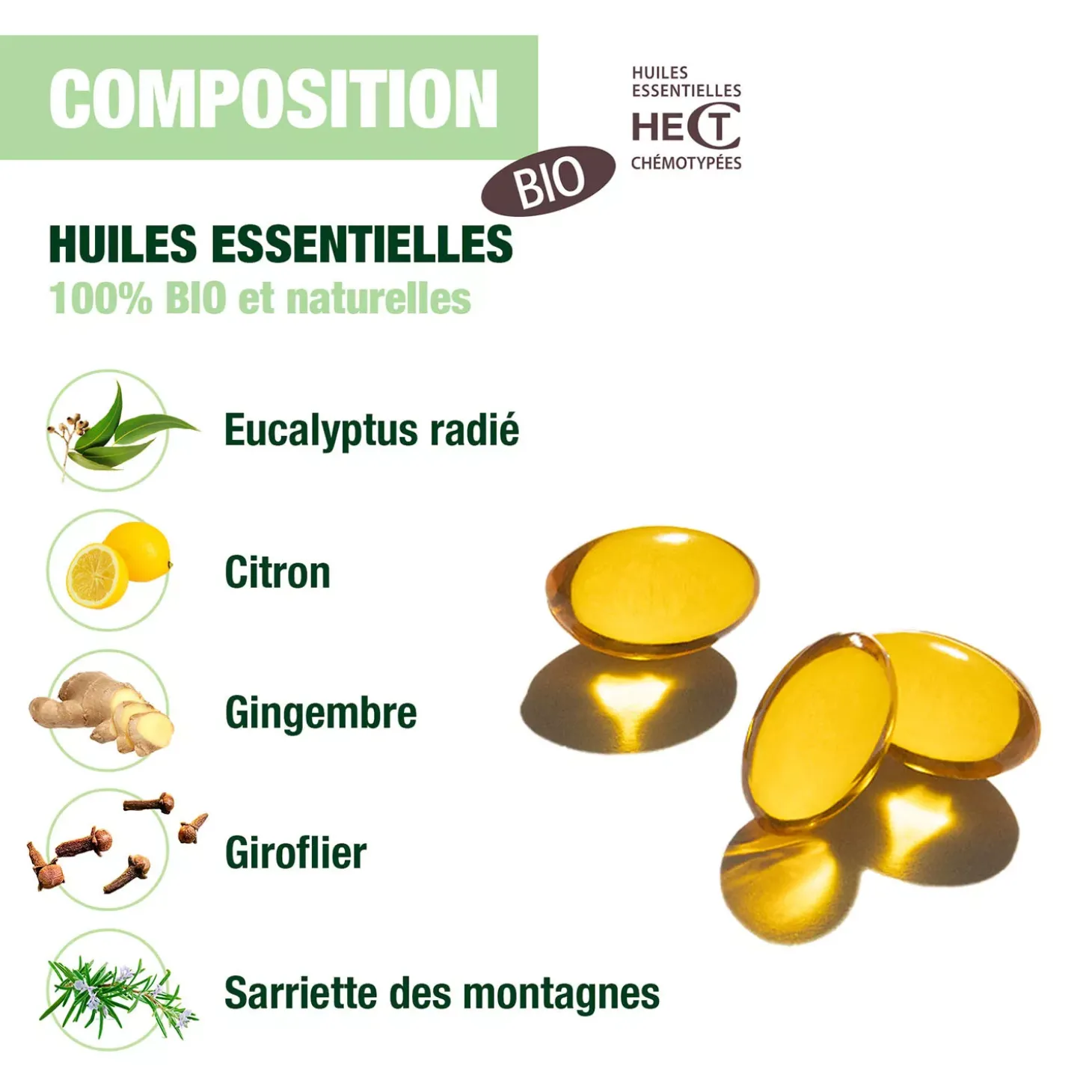 Capsules Drainage bio Oléocaps –Aux huiles essentielles– 30 capsules