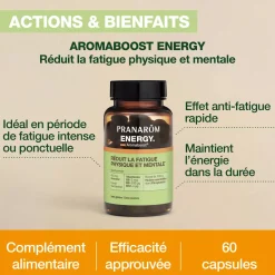 Capsules Energy Aromaboost – Aux Huiles Essentielles – 60 capsules