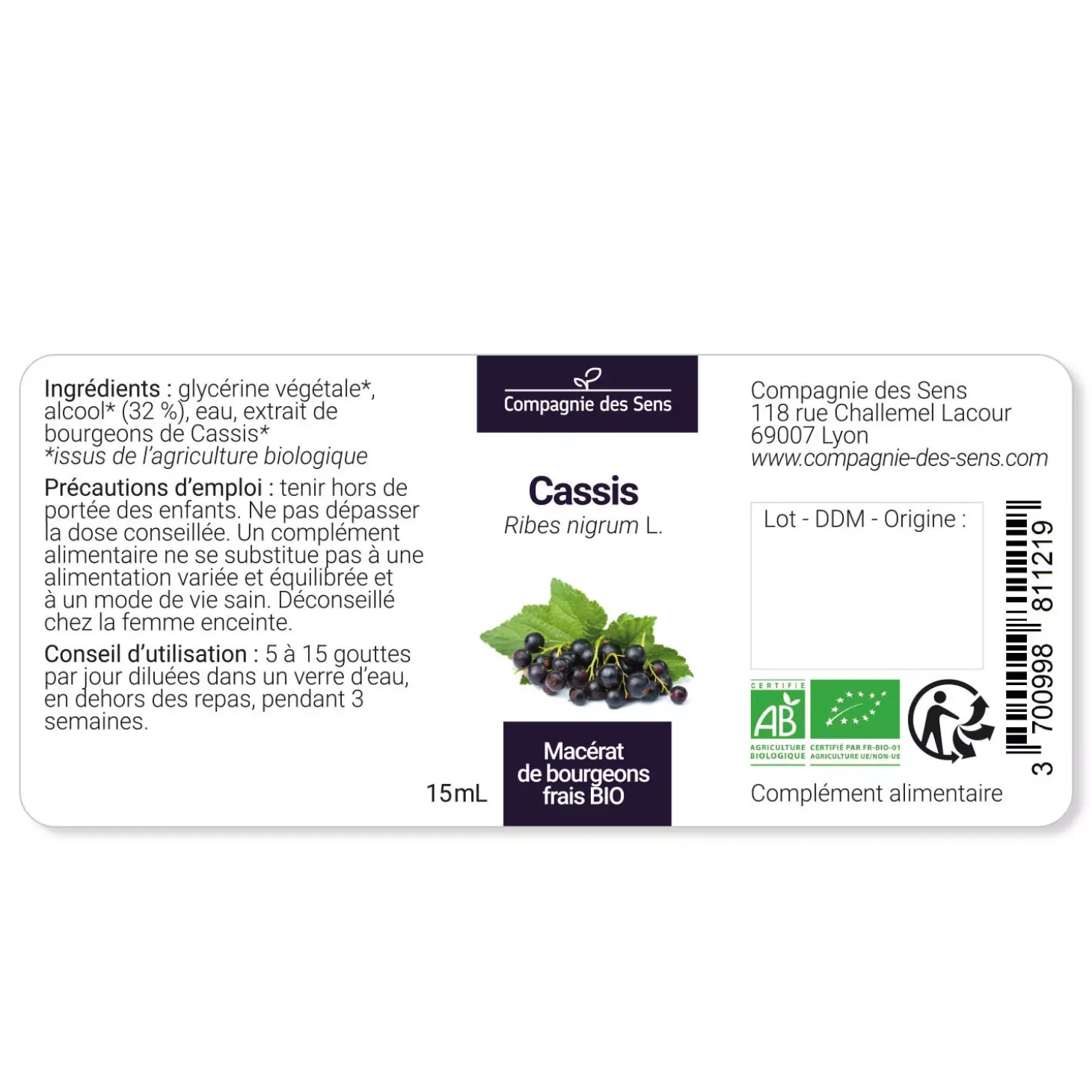 Cassis bio (Ribes Nigrum) – Macérat concentré de bourgeons frais