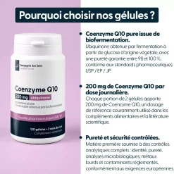 Coenzyme Q10 (Ubiquinone) 200 mg – Forme stable issue de biofermentation – Qualité pharmaceutique
