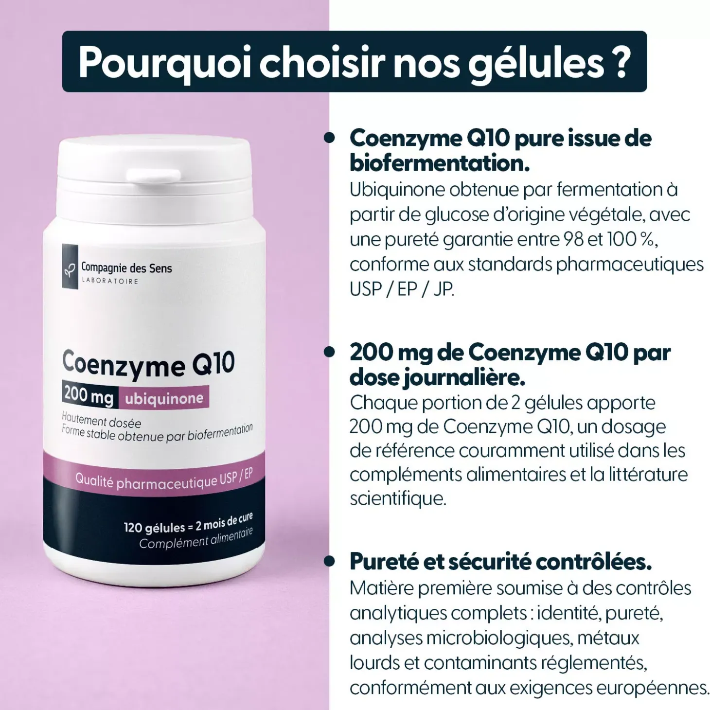 Coenzyme Q10 (Ubiquinone) 200 mg – Forme stable issue de biofermentation – Qualité pharmaceutique