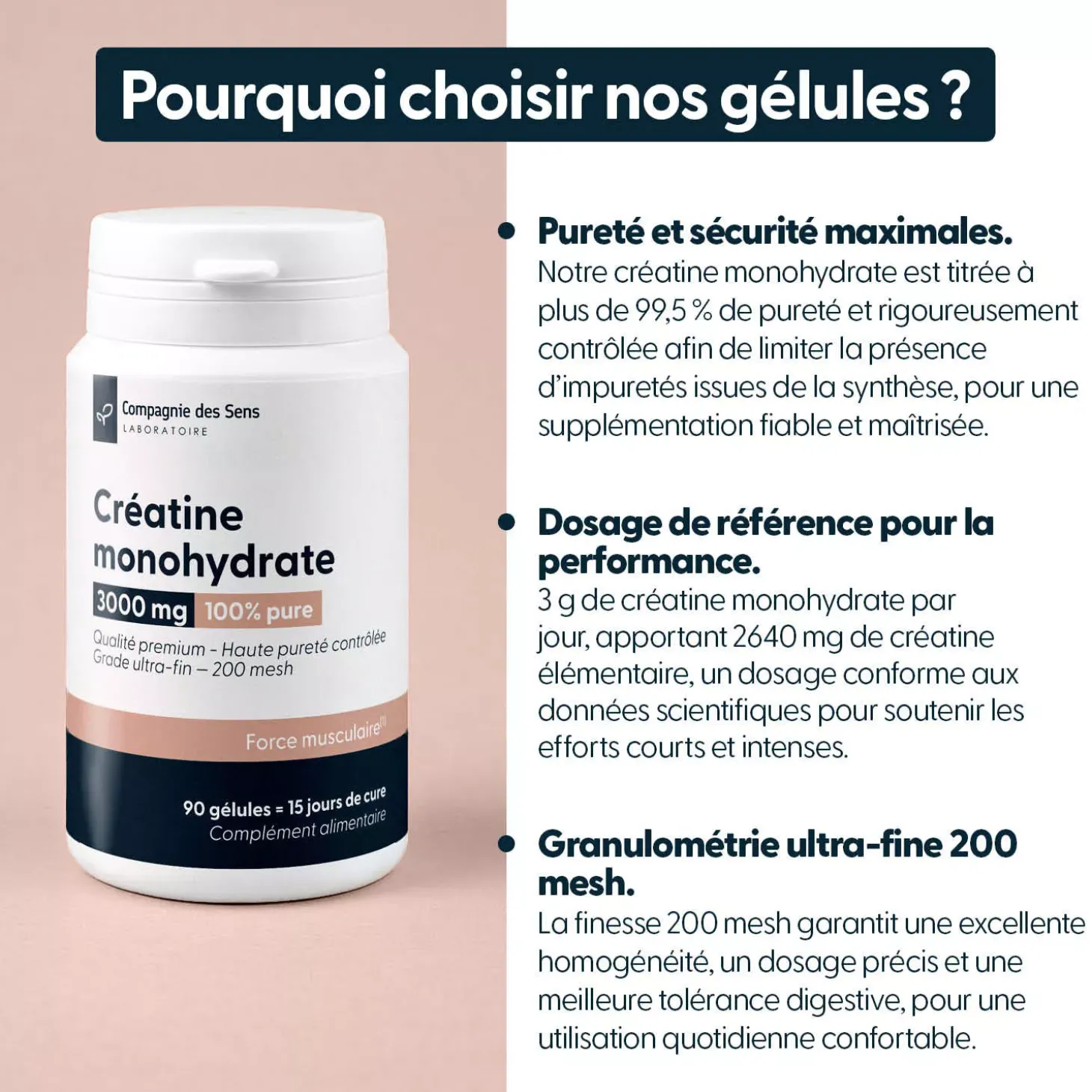 Créatine monohydrate 200 mesh 3000mg