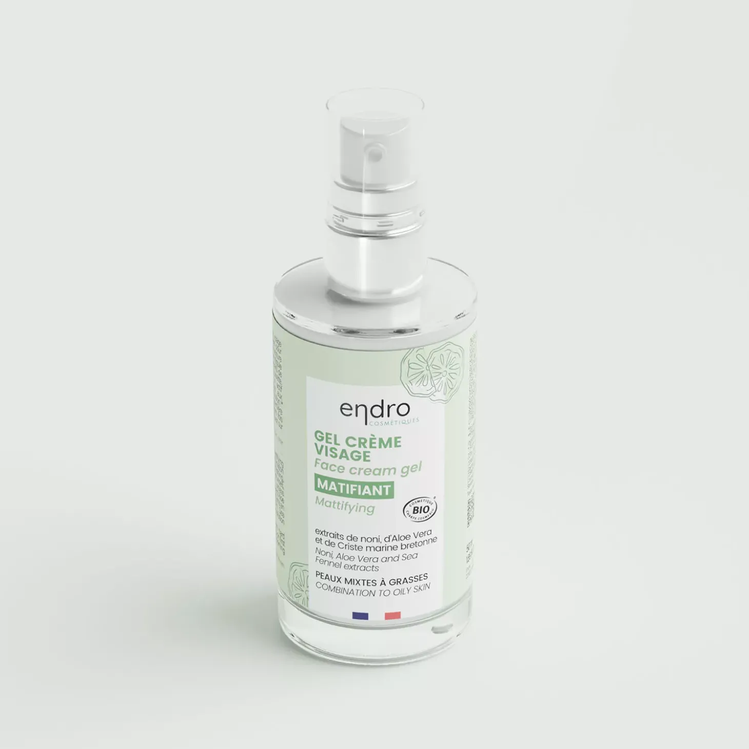 Gel crème matifiant bio à la poudre d’Arrow root – Peaux mixtes à grasses – Endro