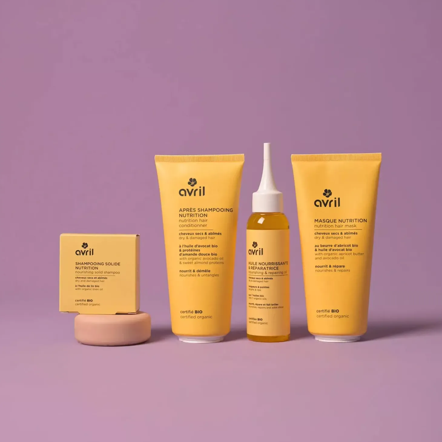 Huile Nourrissante & Réparatrice bio – Cheveux Secs et Abîmés – Avril