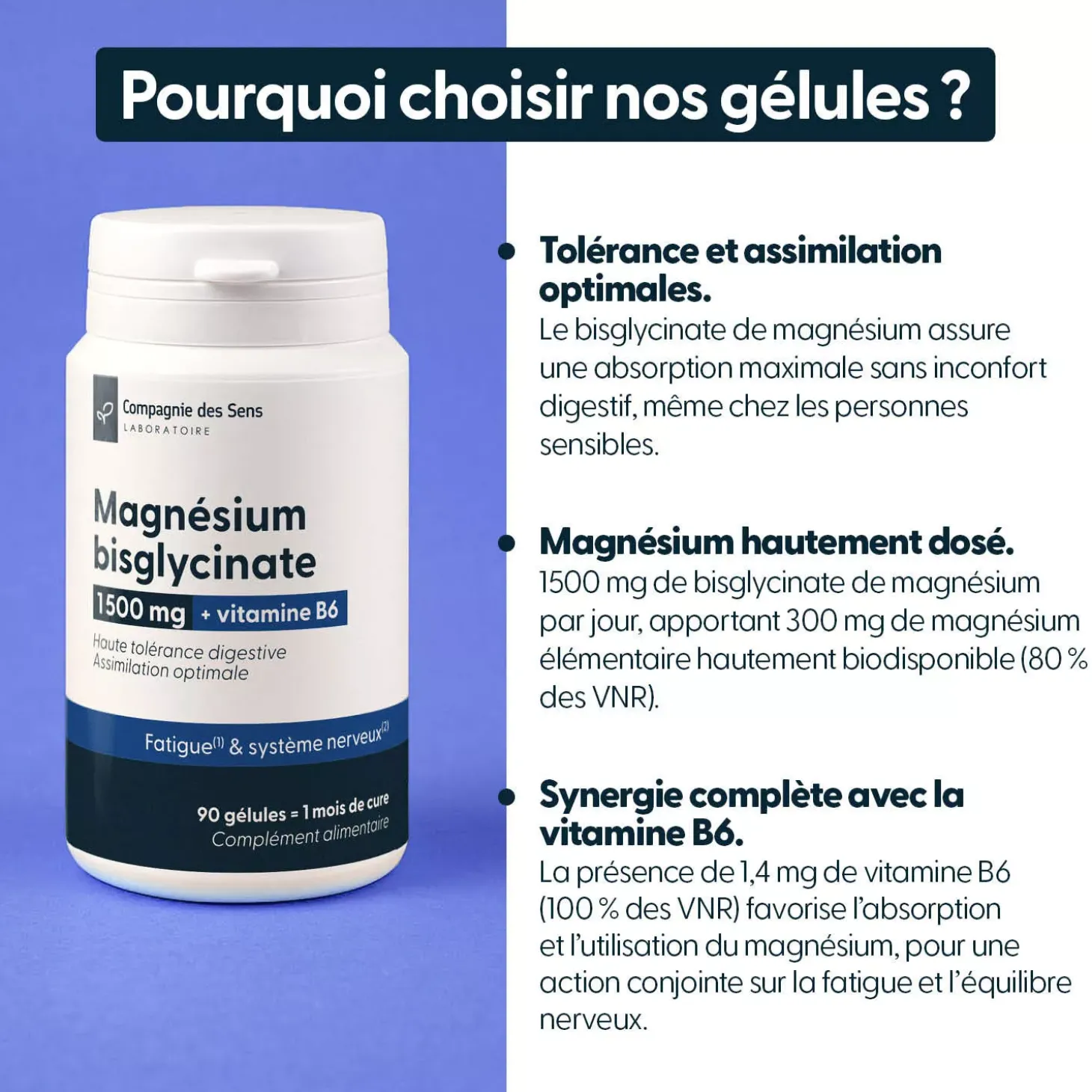 Magnésium bisglycinate 1500 mg & Vitamine B6